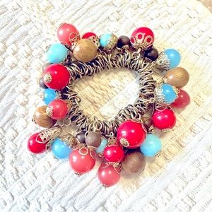 Premier Brands Stretch colorful beads bracelet fushia  and blue
